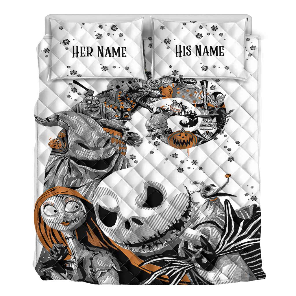 Personalized Nightmare Quilt Set for Couples | Halloween Gift Quilt Set GradoCreations