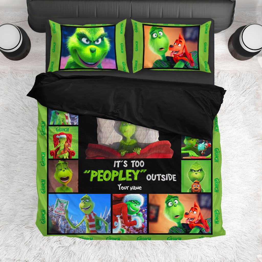 Personalized Christmas Quilt Set with Grinch Design for Kids & Family Quilt Set GradoCreations