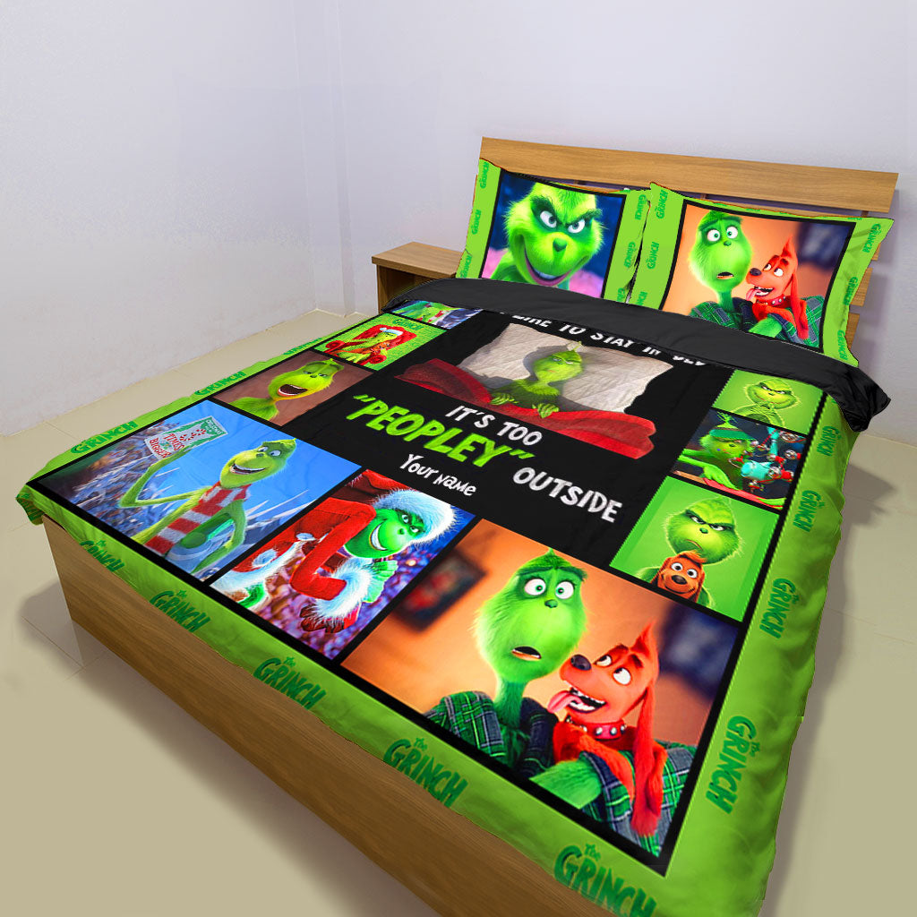 Personalized Christmas Quilt Set with Grinch Design for Kids & Family Quilt Set GradoCreations