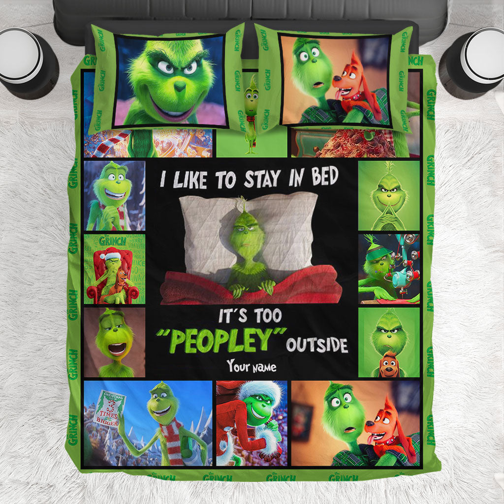 Personalized Christmas Quilt Set with Grinch Design for Kids & Family Quilt Set GradoCreations