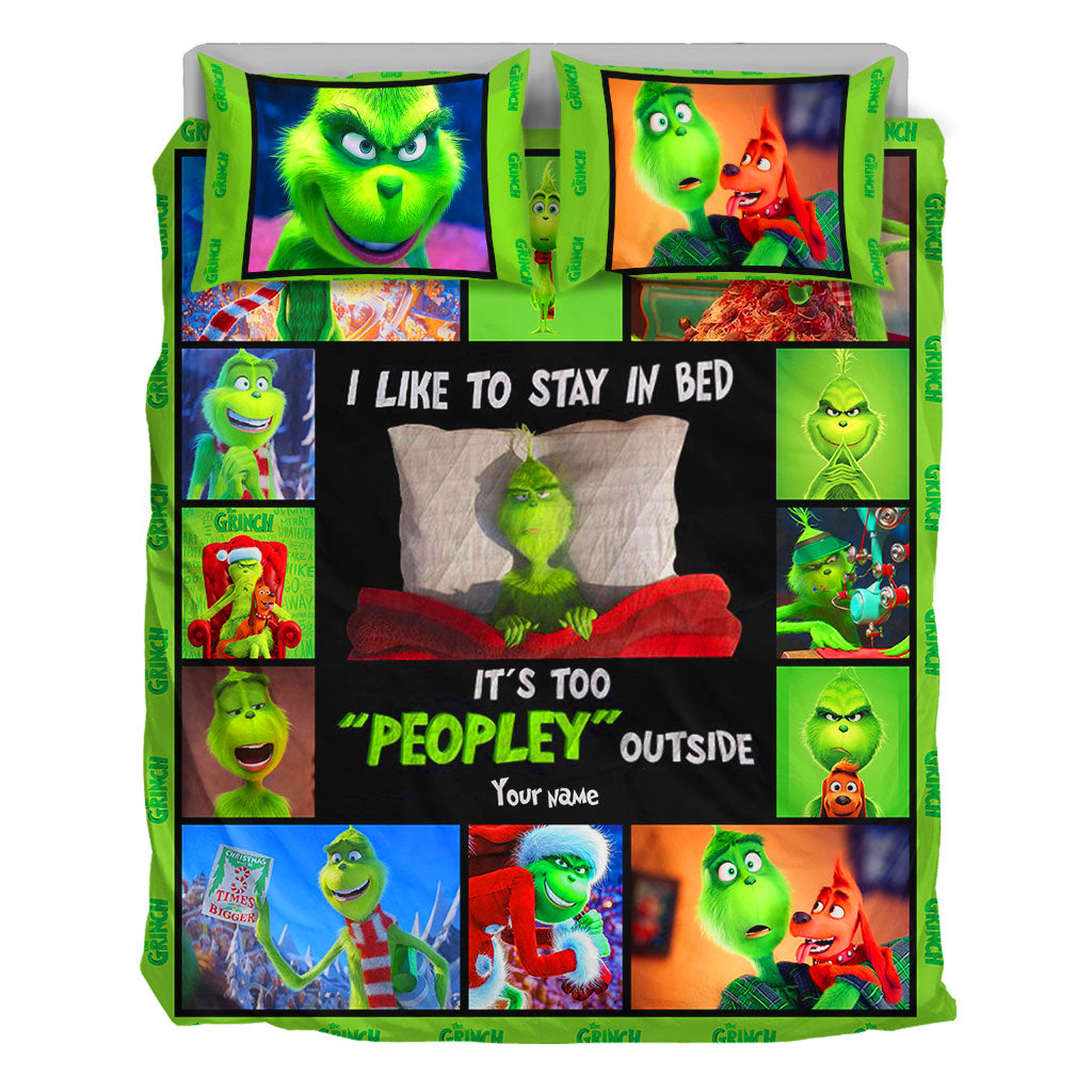 Personalized Christmas Quilt Set with Grinch Design for Kids & Family Quilt Set GradoCreations