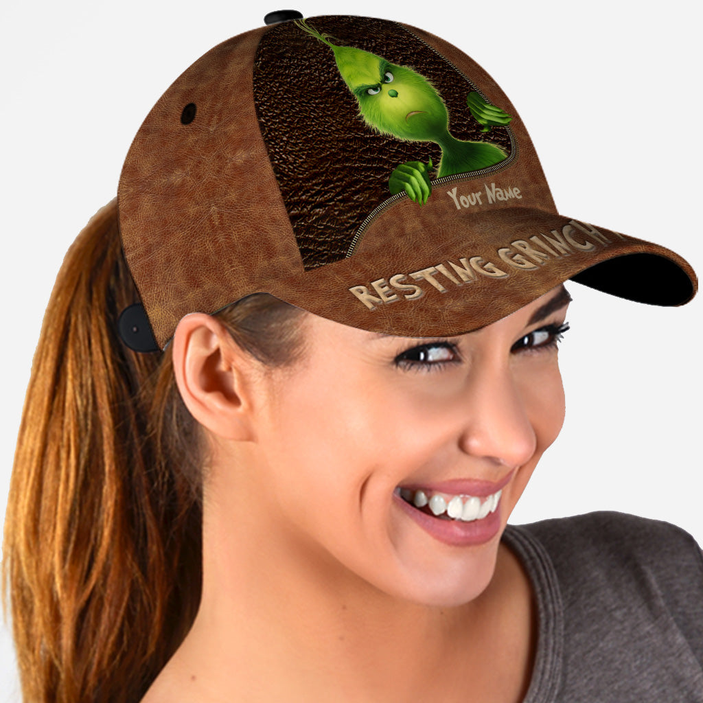 Personalized Grinch Face Classic Cap Custom Name Christmas Gift Classic Cap GradoCreations