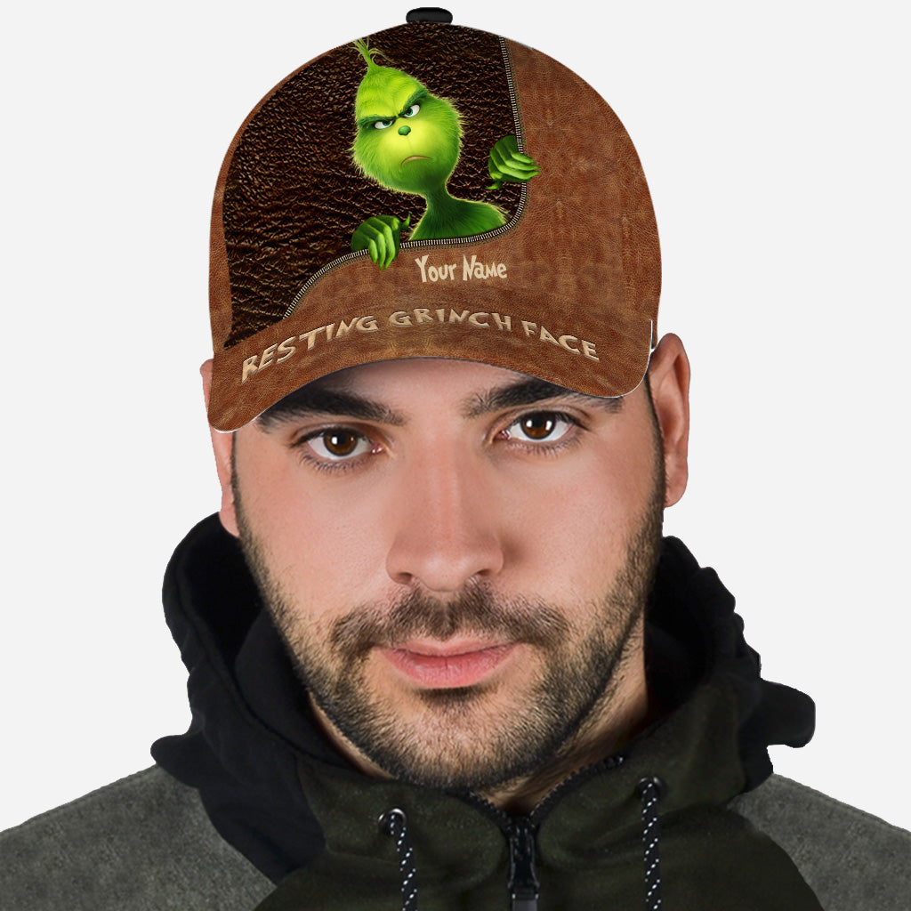 Personalized Grinch Face Classic Cap Custom Name Christmas Gift Classic Cap GradoCreations
