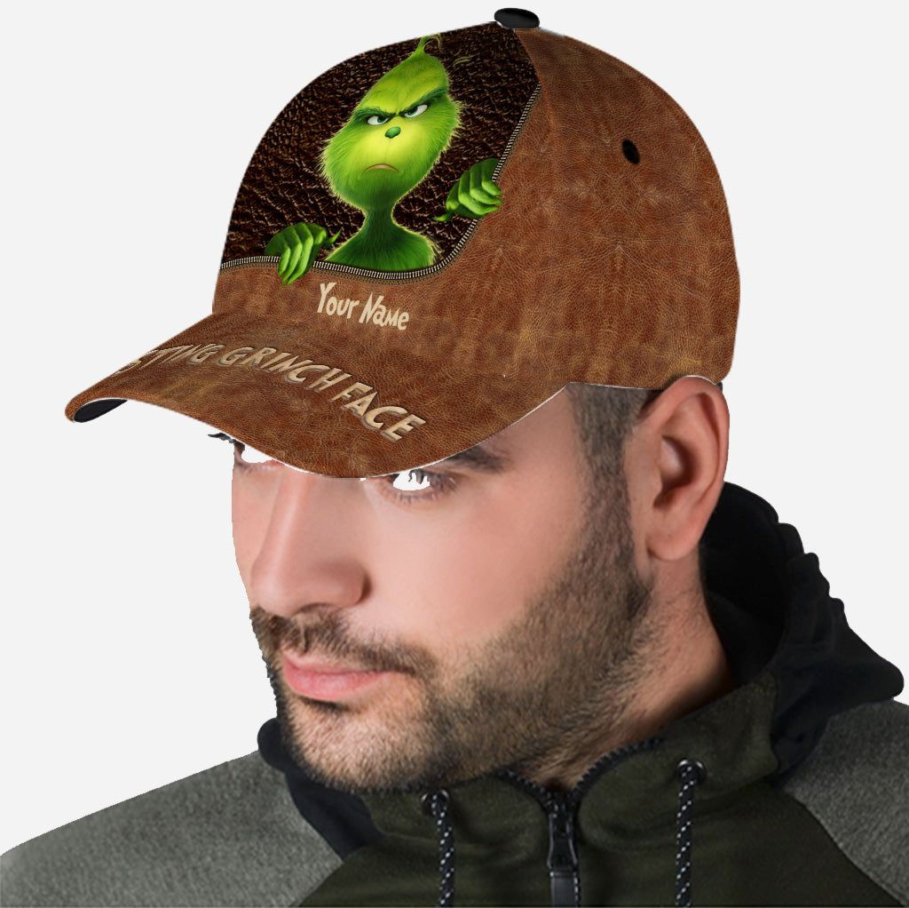 Personalized Grinch Face Classic Cap Custom Name Christmas Gift Classic Cap GradoCreations