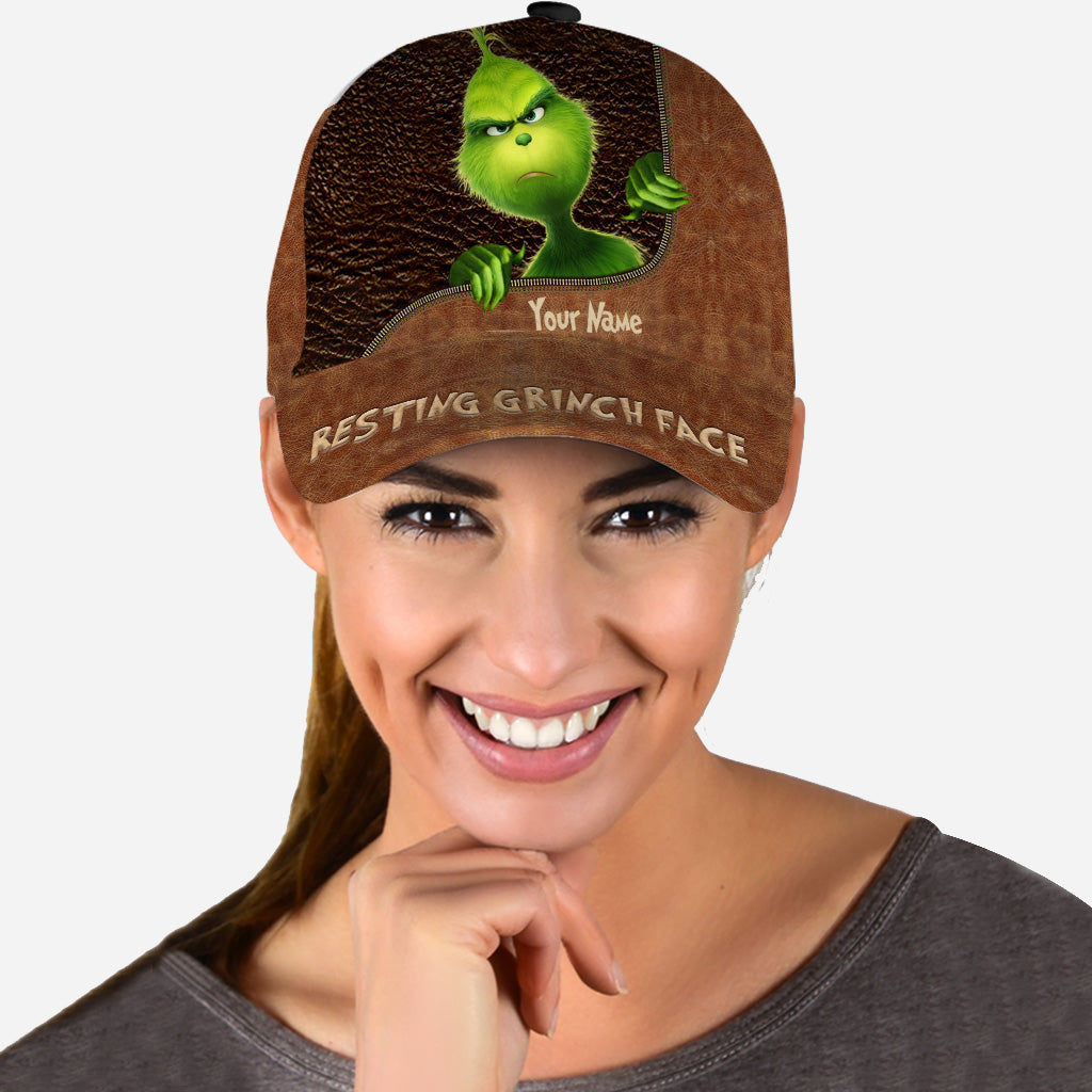 Personalized Grinch Face Classic Cap Custom Name Christmas Gift Classic Cap GradoCreations