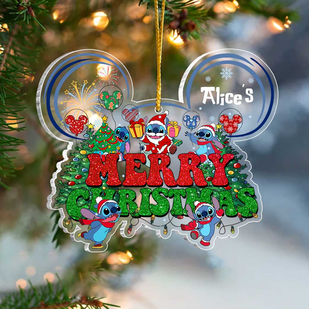 Personalized Acrylic Christmas Ohana Ornament Gift for Family One-sided Ornament GradoCreations
