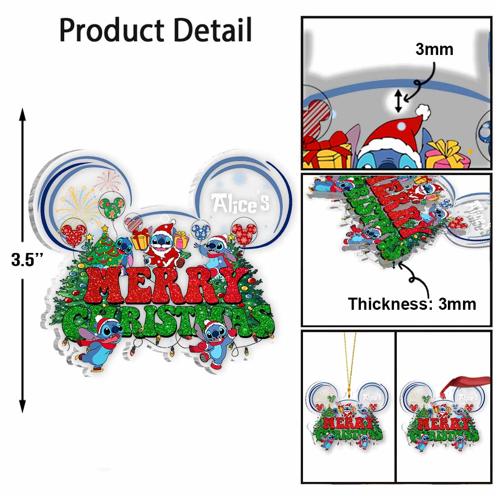 Personalized Acrylic Christmas Ohana Ornament Gift for Family One-sided Ornament GradoCreations