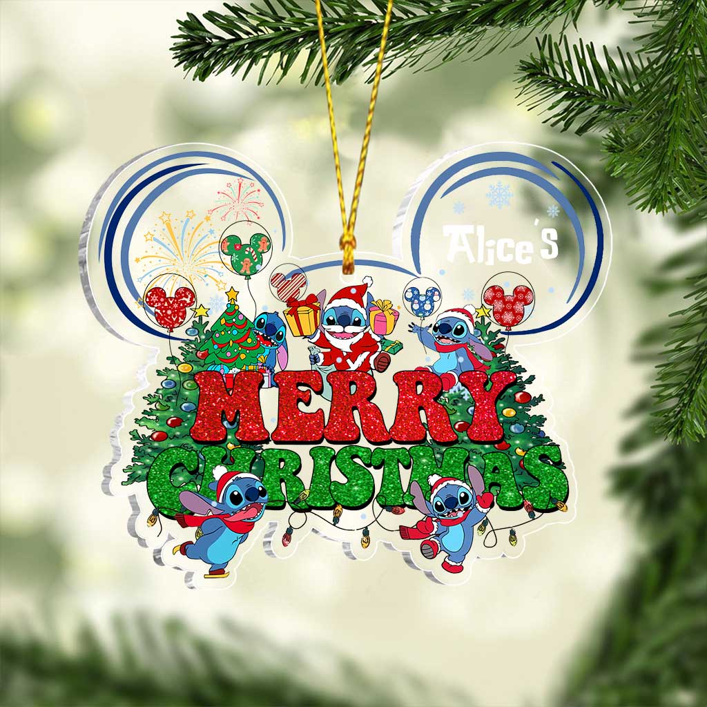 Personalized Acrylic Christmas Ohana Ornament Gift for Family One-sided Ornament GradoCreations