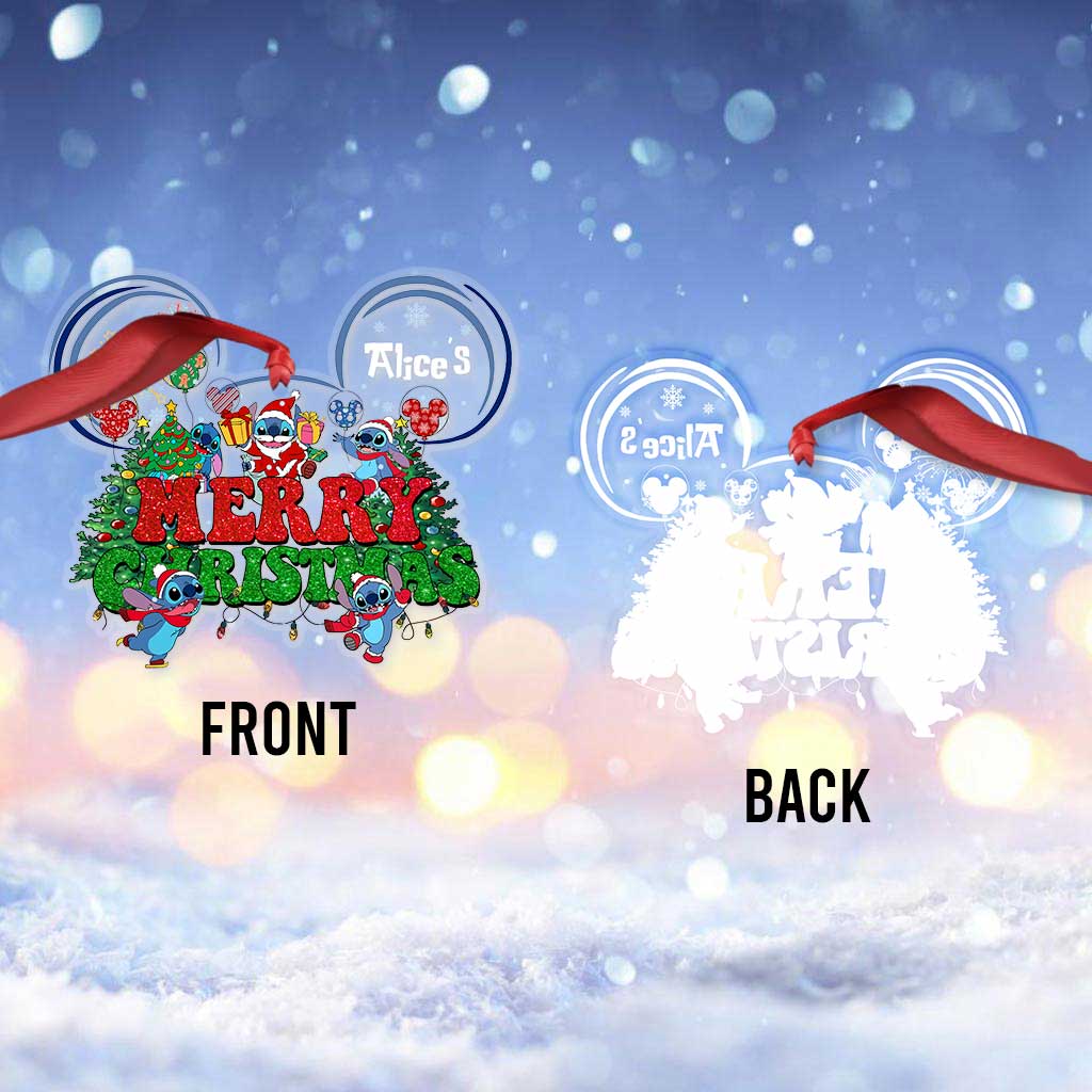 Personalized Acrylic Christmas Ohana Ornament Gift for Family One-sided Ornament GradoCreations