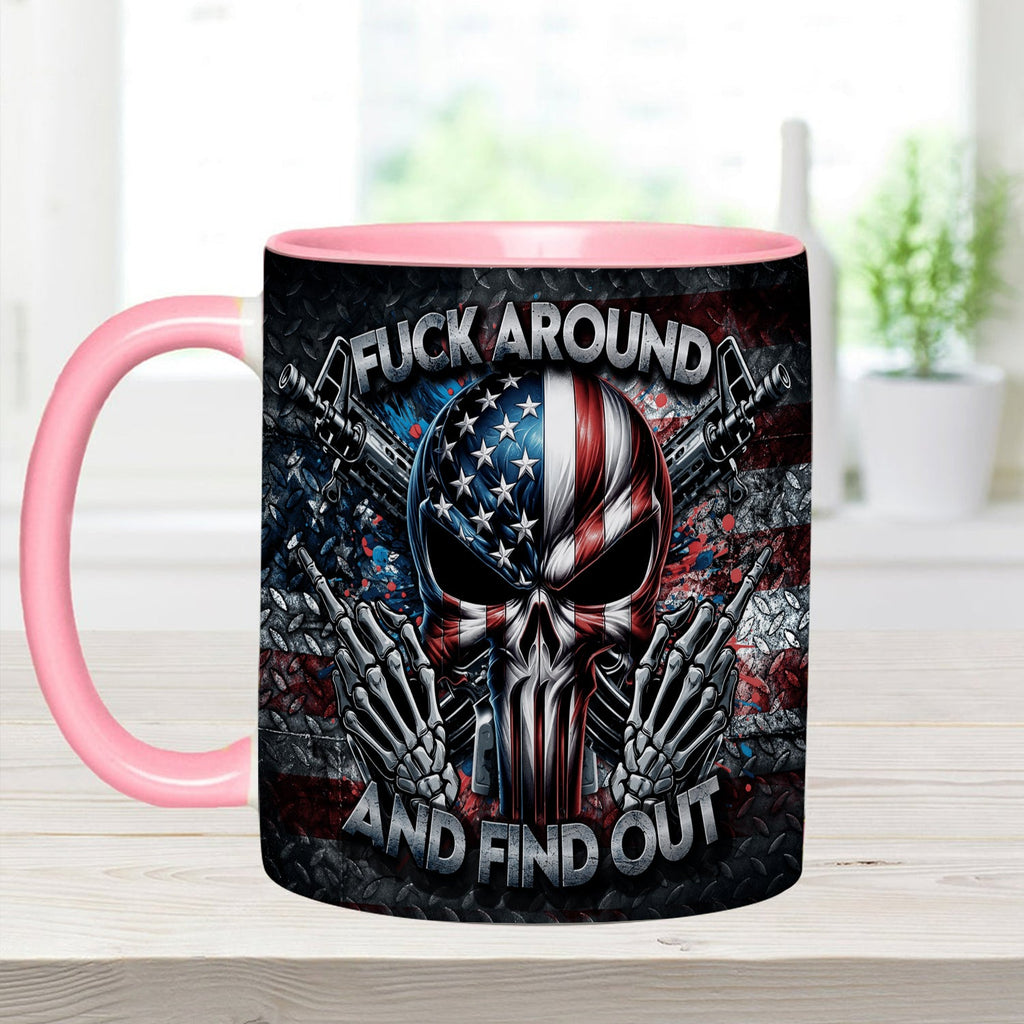 Personalized Ceramic Bold Patriotic Skull Accent Mug Gift GradoCreations