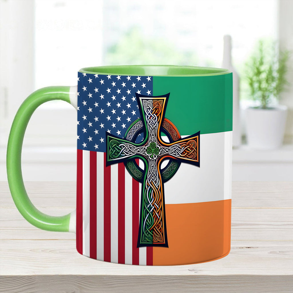 Personalized Irish-American Celtic Cross Accent Mug Gift GradoCreations