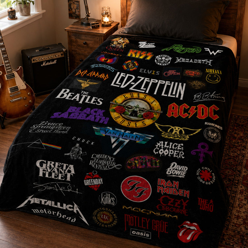 Personalized Classic Rock Legends Blanket Unique Gift GradoCreations
