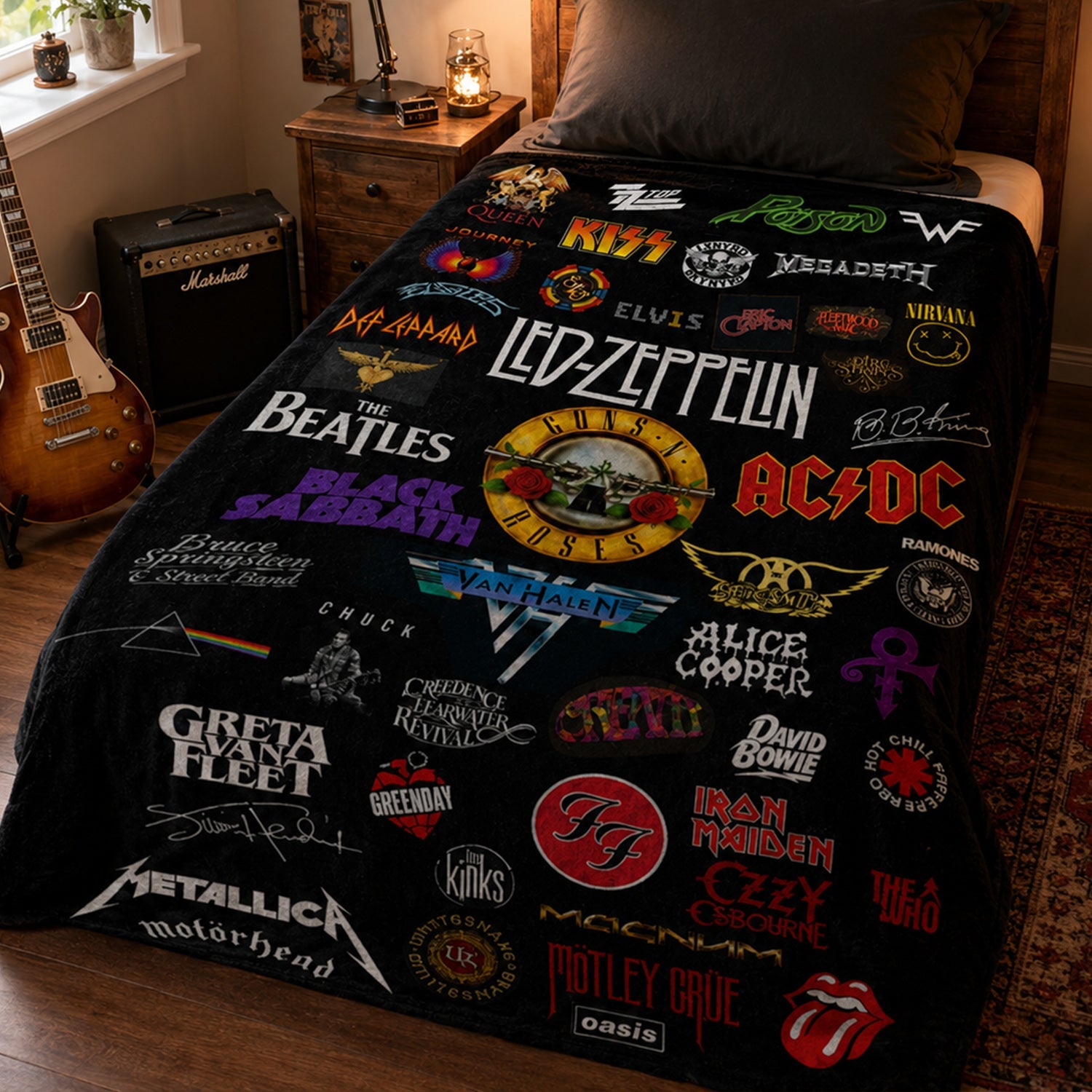 Personalized Classic Rock Legends Blanket Unique Gift GradoCreations