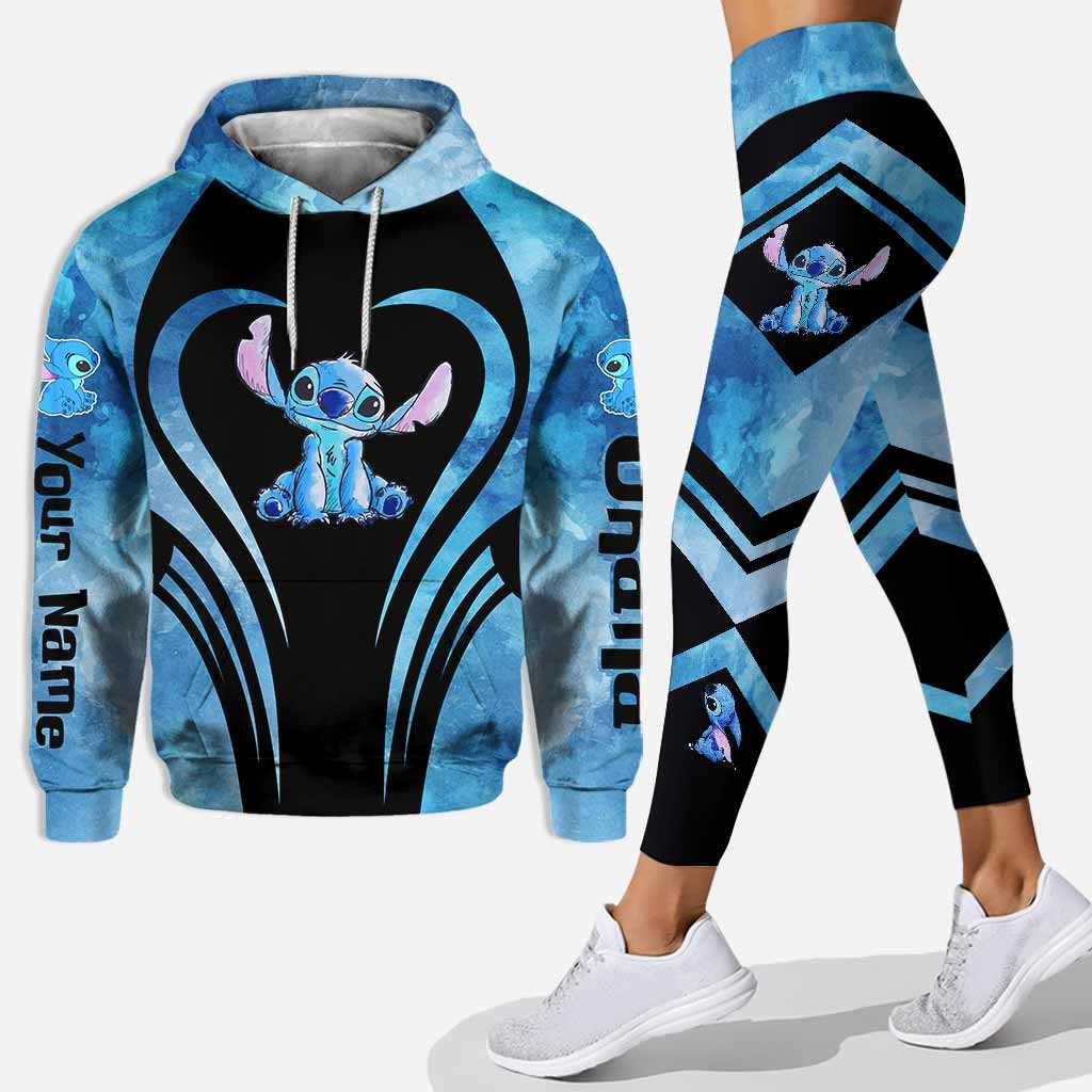 Personalized Hoodie and Leggings Set with Cute Stitch Design for Couple Gift Hoodie & Leggings GradoCreations