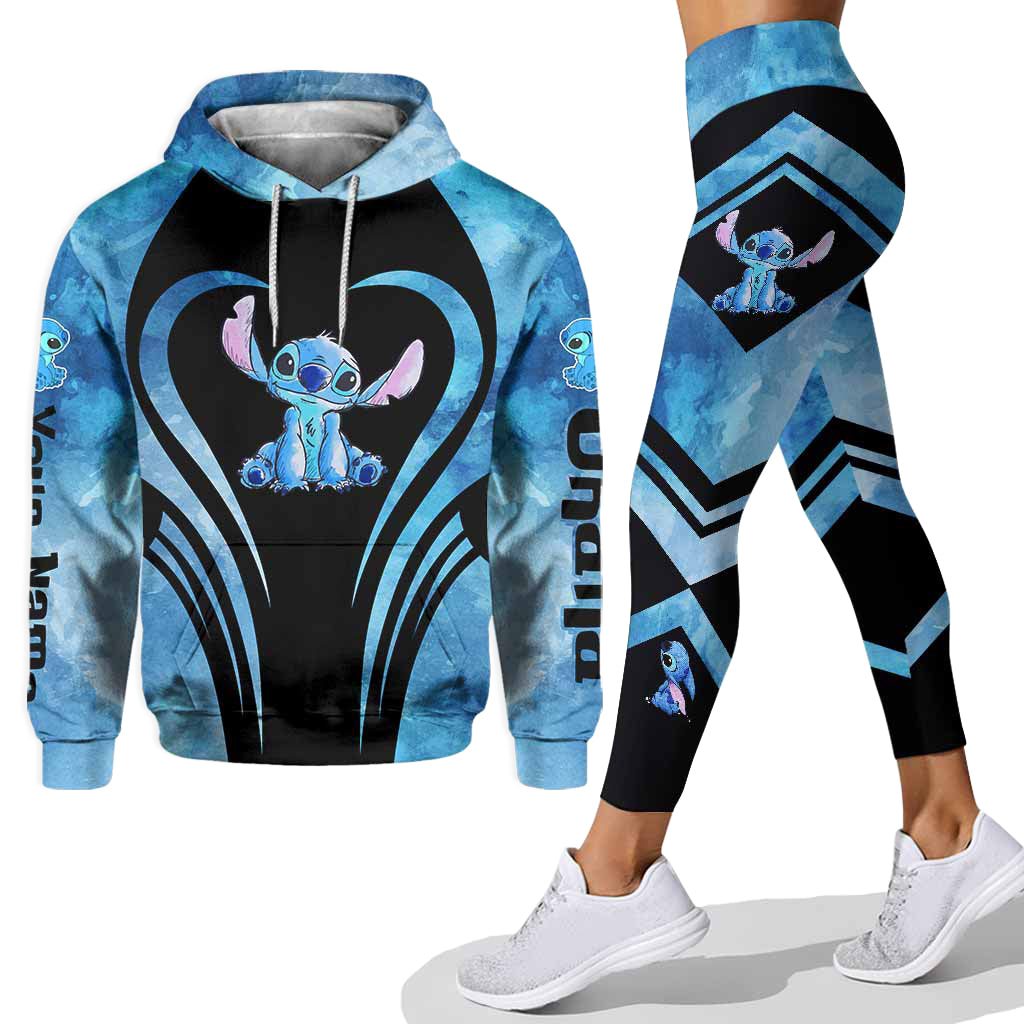 Personalized Hoodie and Leggings Set with Cute Stitch Design for Couple Gift Hoodie & Leggings GradoCreations