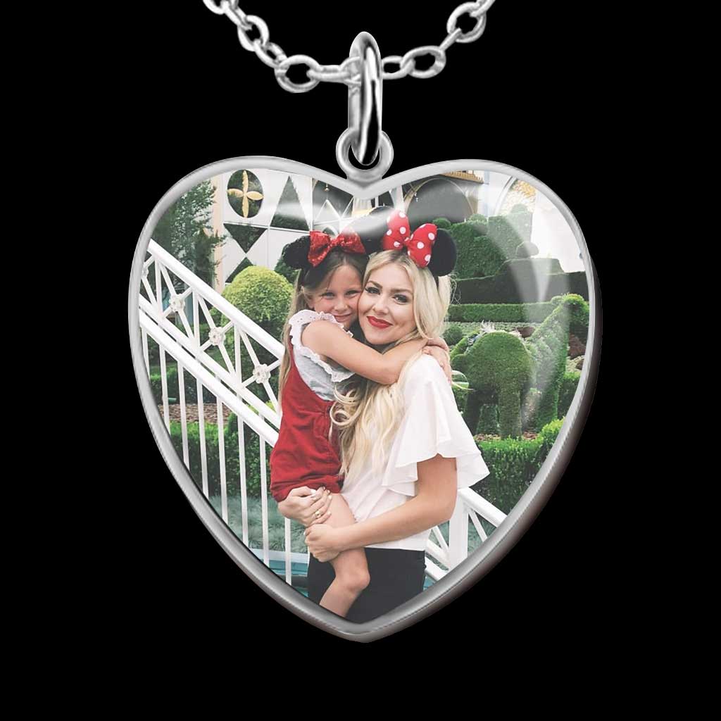 Personalized Heart Pendant Necklace Custom Photo Gift for Mom Heart Pendant Necklace GradoCreations