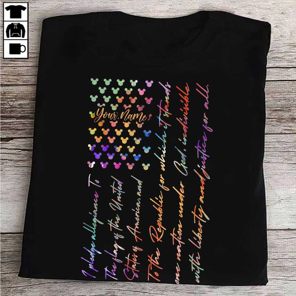 Personalized Mouse Ears Pledge of Allegiance T-shirt & Hoodie for Independence Day T-shirt & Hoodie GradoCreations