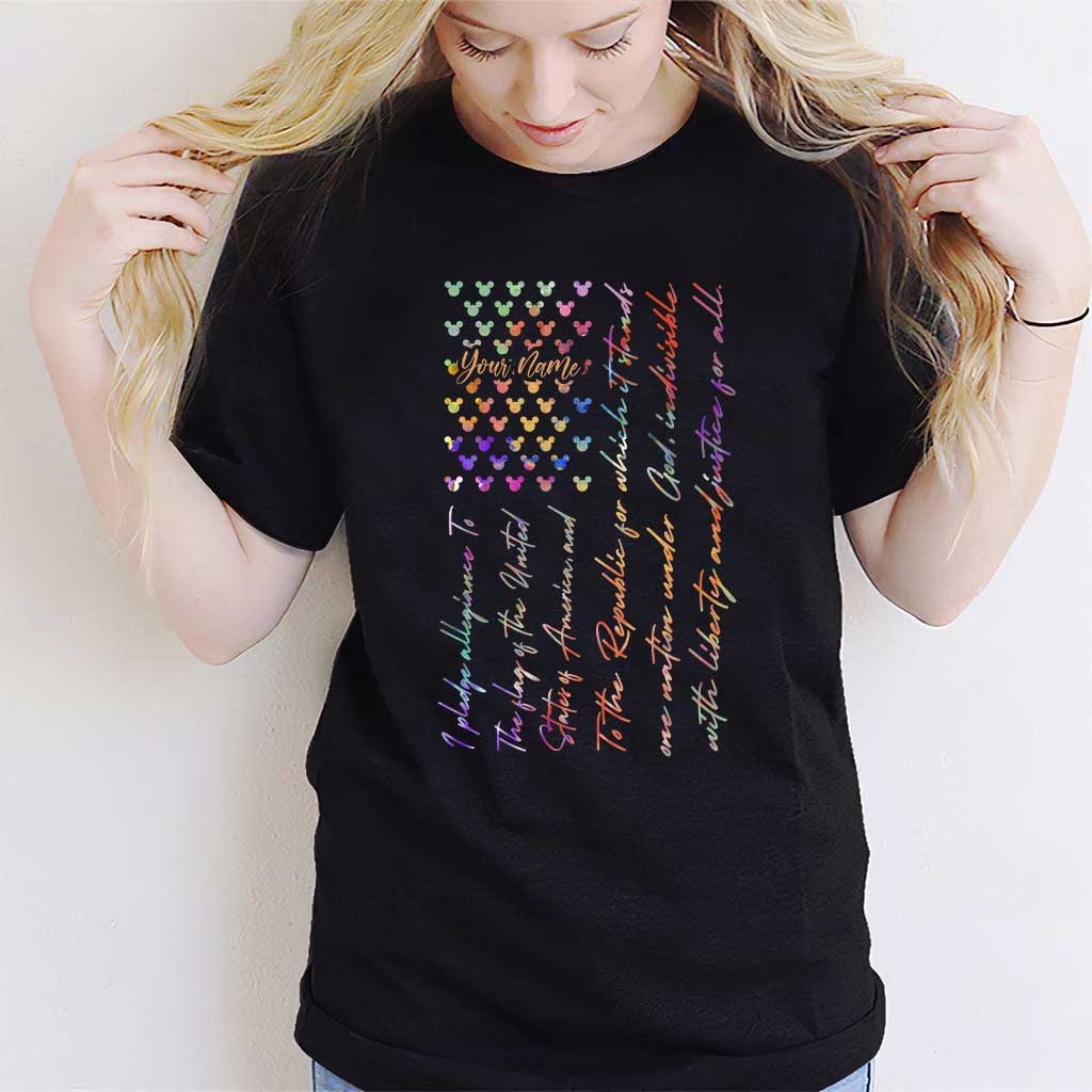 Personalized Mouse Ears Pledge of Allegiance T-shirt & Hoodie for Independence Day T-shirt & Hoodie GradoCreations