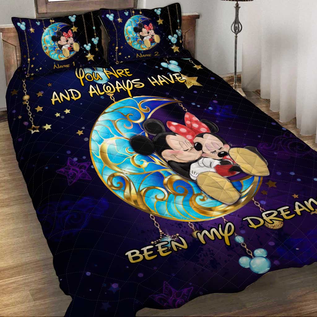 Personalized Couple Quilt Set with Mouse Design for Anniversary or Valentine's Day Quilt Set GradoCreations