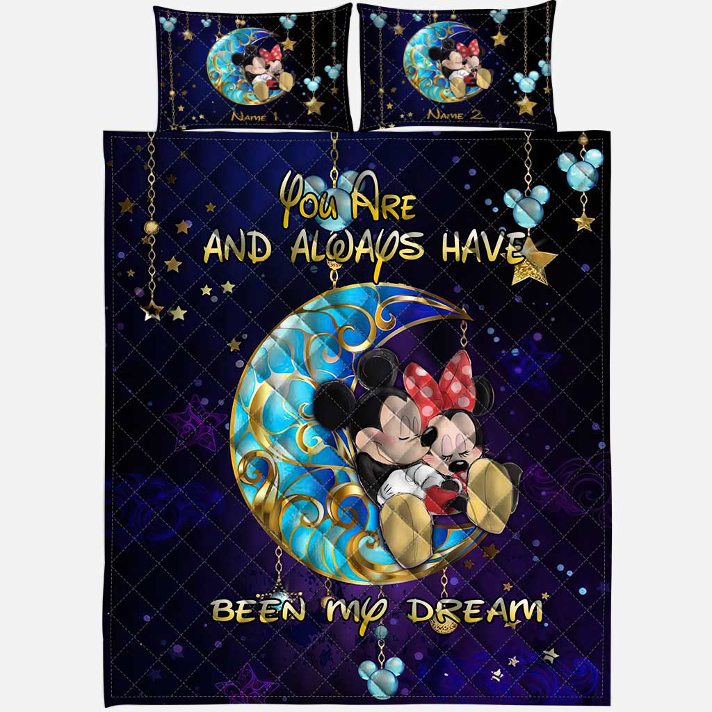 Personalized Couple Quilt Set with Mouse Design for Anniversary or Valentine's Day Quilt Set GradoCreations