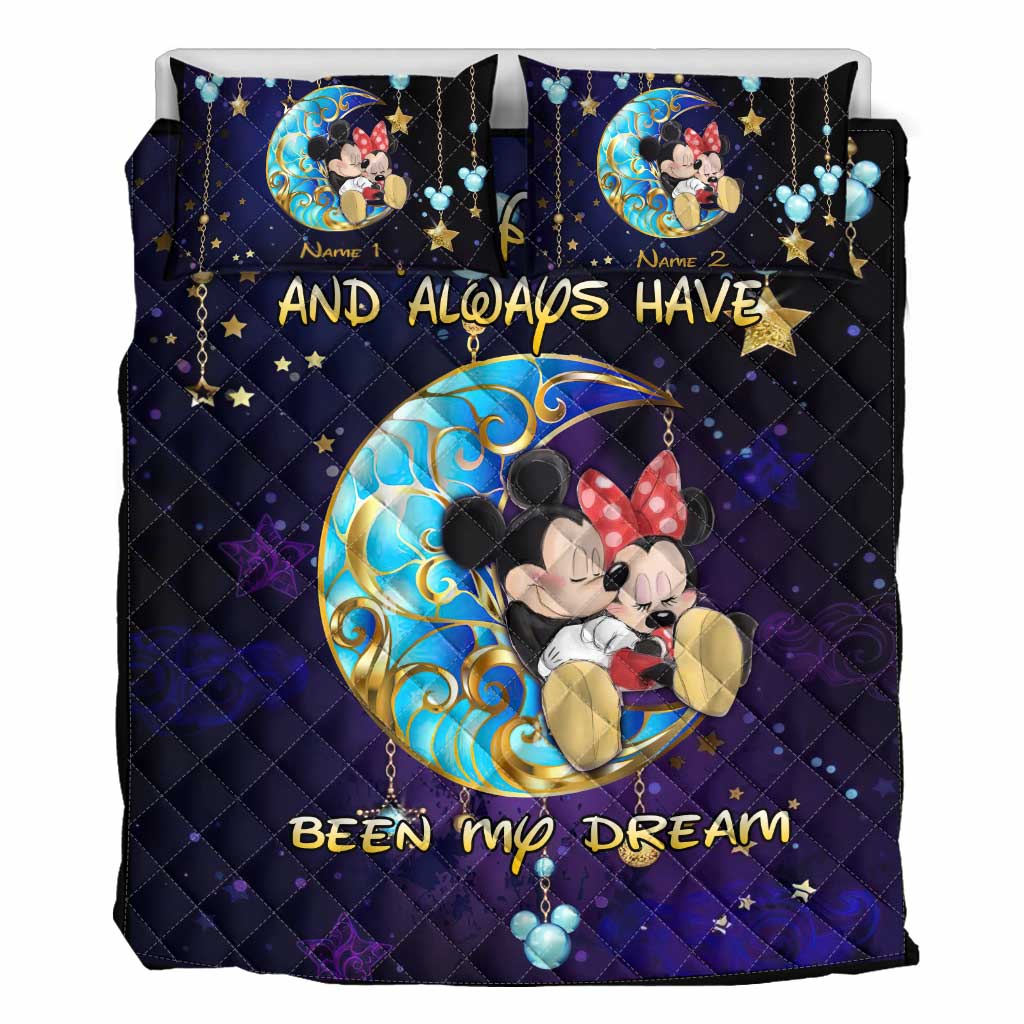 Personalized Couple Quilt Set with Mouse Design for Anniversary or Valentine's Day Quilt Set GradoCreations