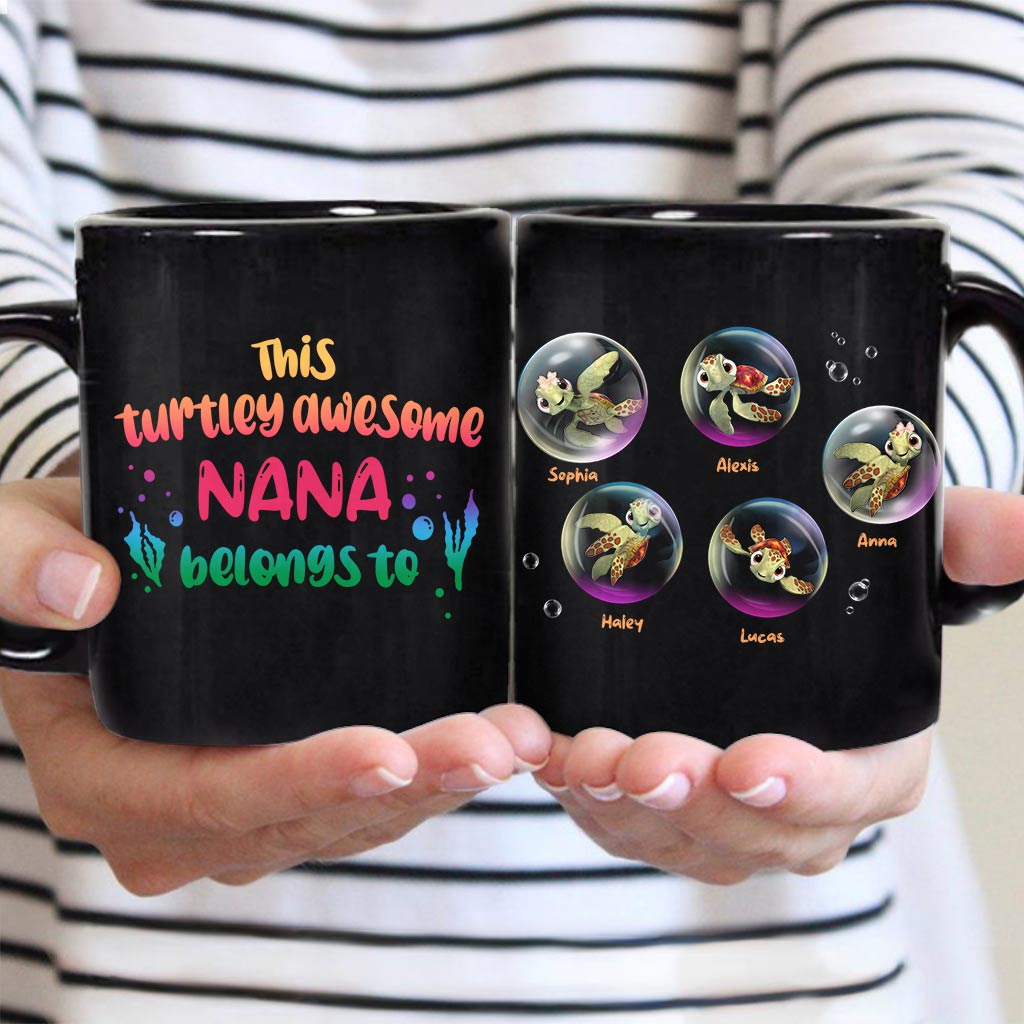 Personalized Turtley Awesome Nana Mug Custom Names Gift Mug GradoCreations