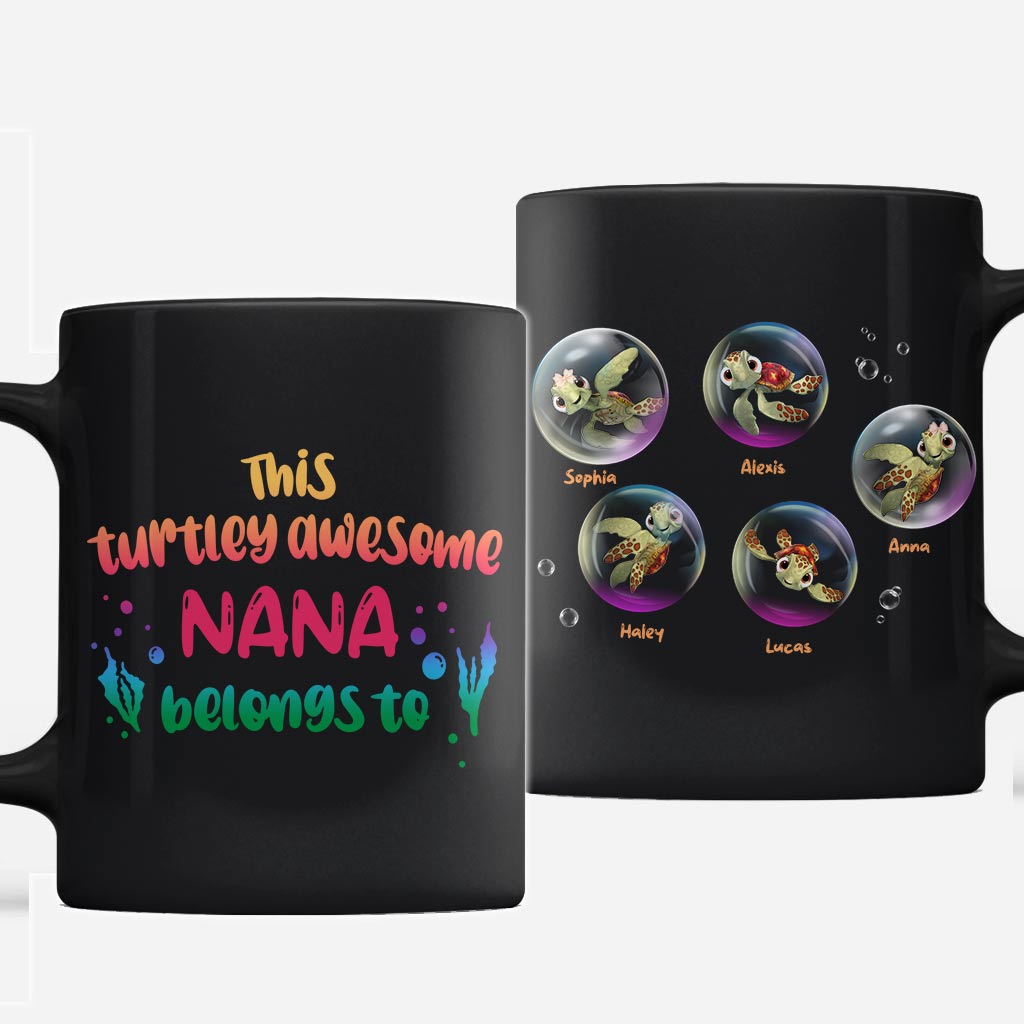 Personalized Turtley Awesome Nana Mug Custom Names Gift Mug GradoCreations