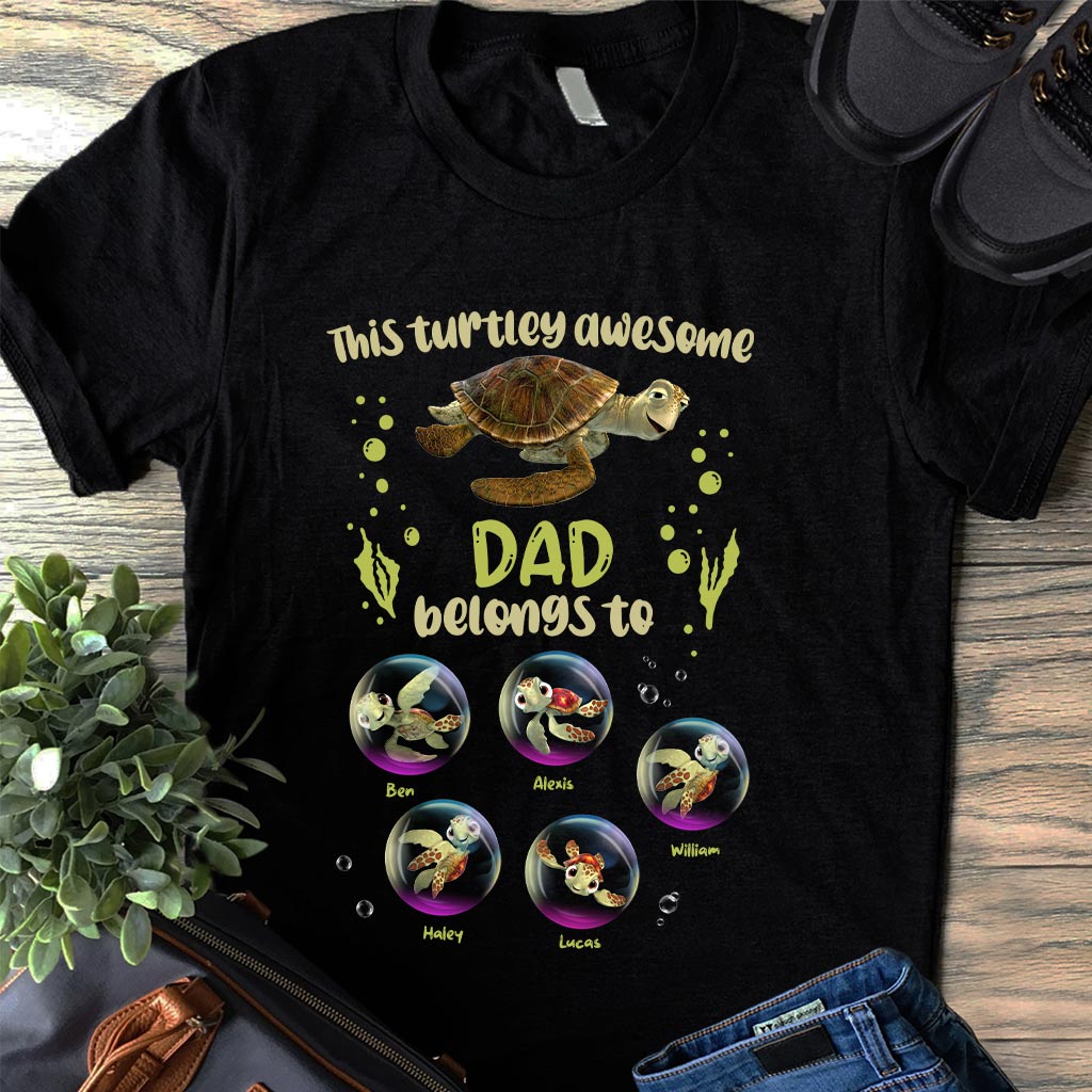 Personalized Turtley Awesome Dad T-shirt & Hoodie Gift T-shirt & Hoodie GradoCreations