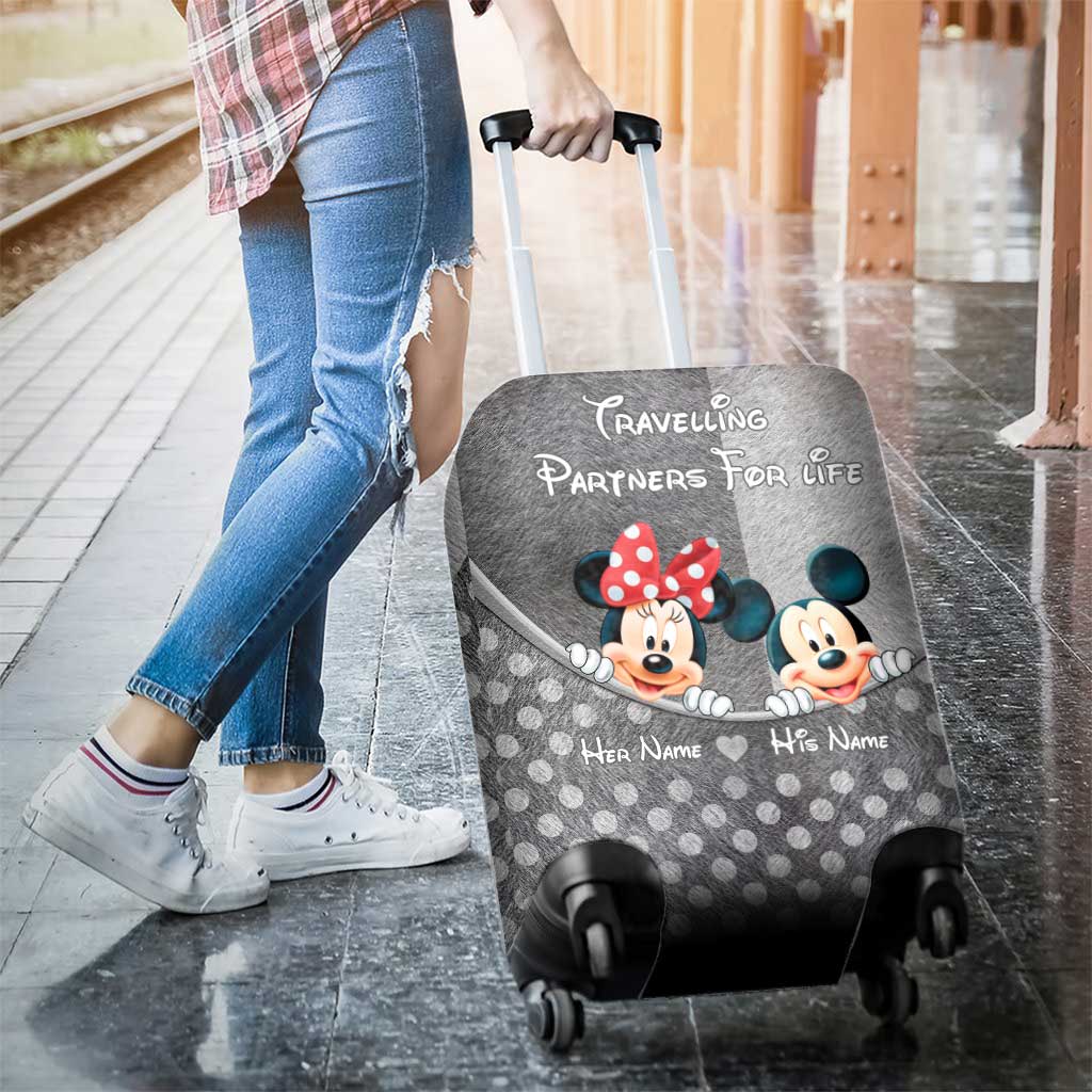 Personalized Luggage Cover for Couples Custom Name Travel Gift Luggage Cover GradoCreations
