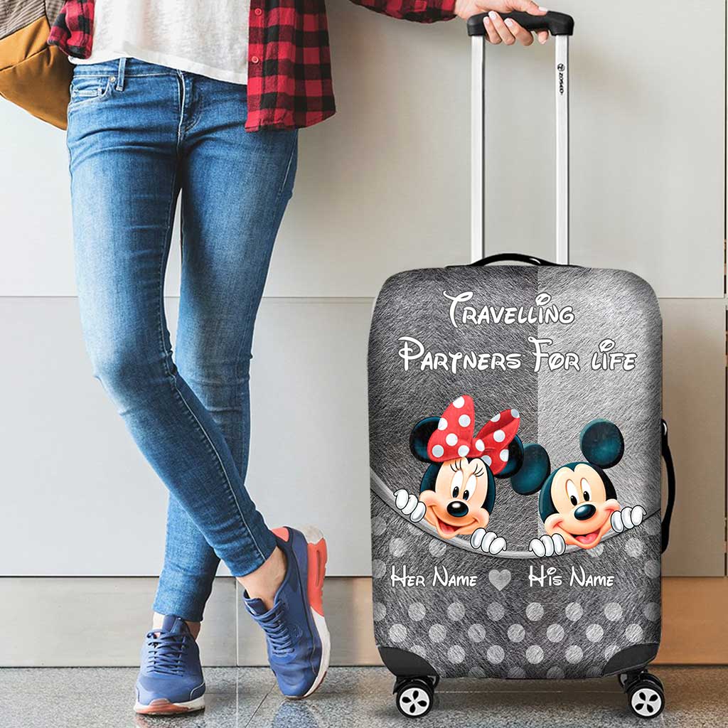 Personalized Luggage Cover for Couples Custom Name Travel Gift Luggage Cover GradoCreations