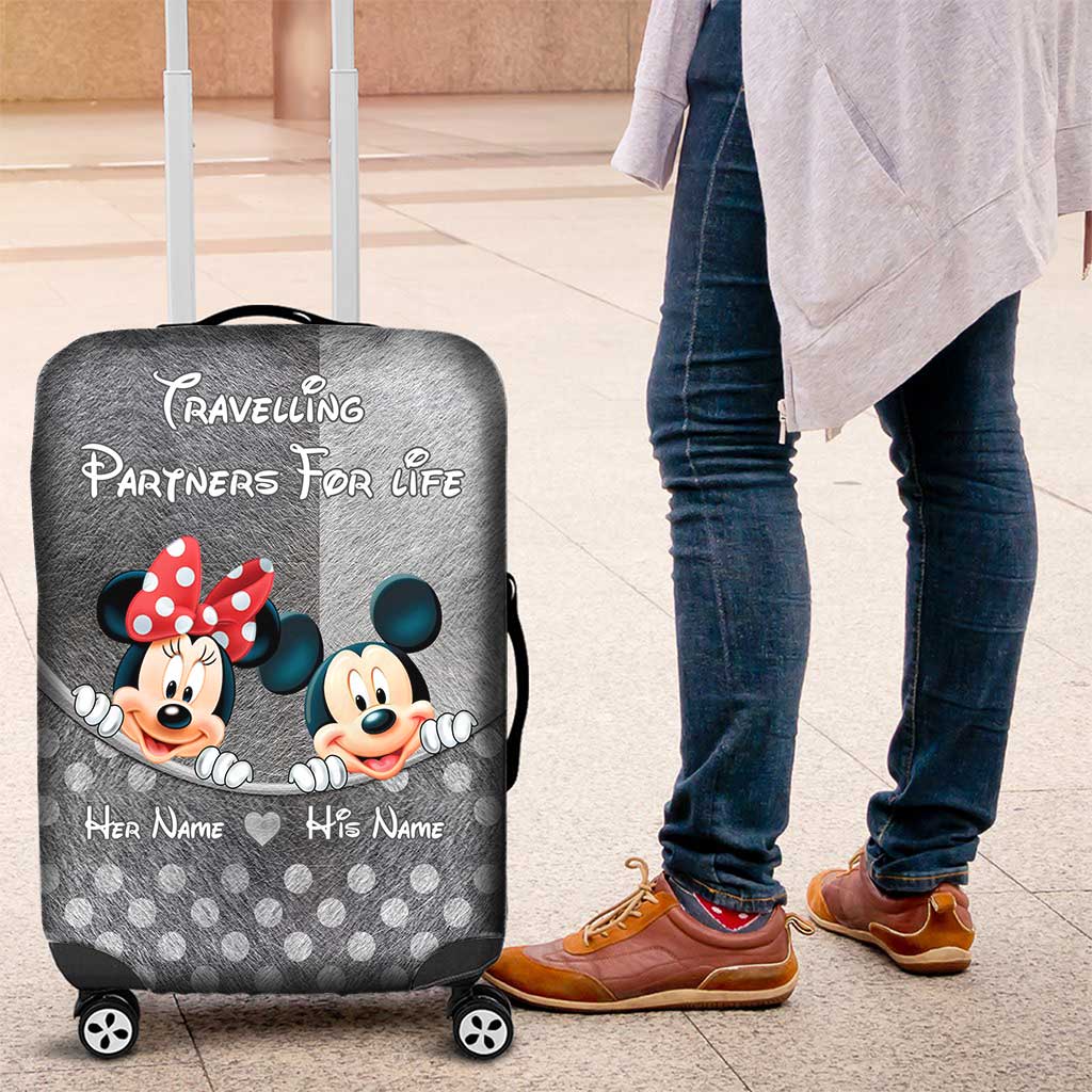Personalized Luggage Cover for Couples Custom Name Travel Gift Luggage Cover GradoCreations
