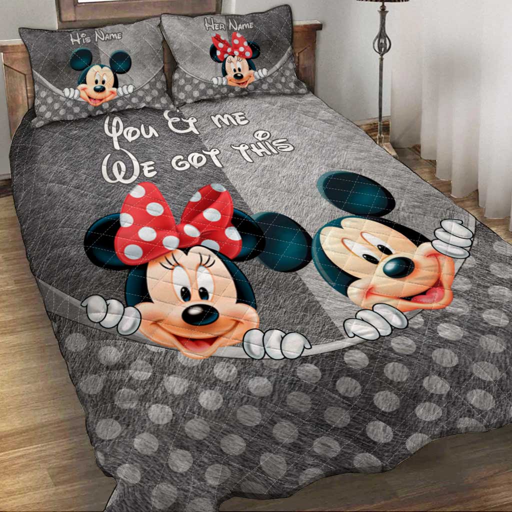 Personalized Mouse Quilt Set with Names for Couples | Valentine’s Day Gift Quilt Set GradoCreations