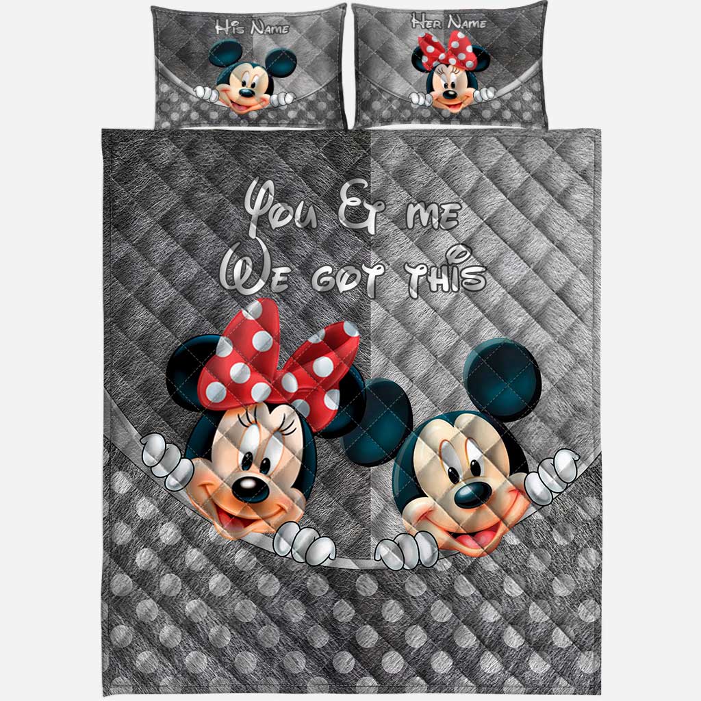 Personalized Mouse Quilt Set with Names for Couples | Valentine’s Day Gift Quilt Set GradoCreations