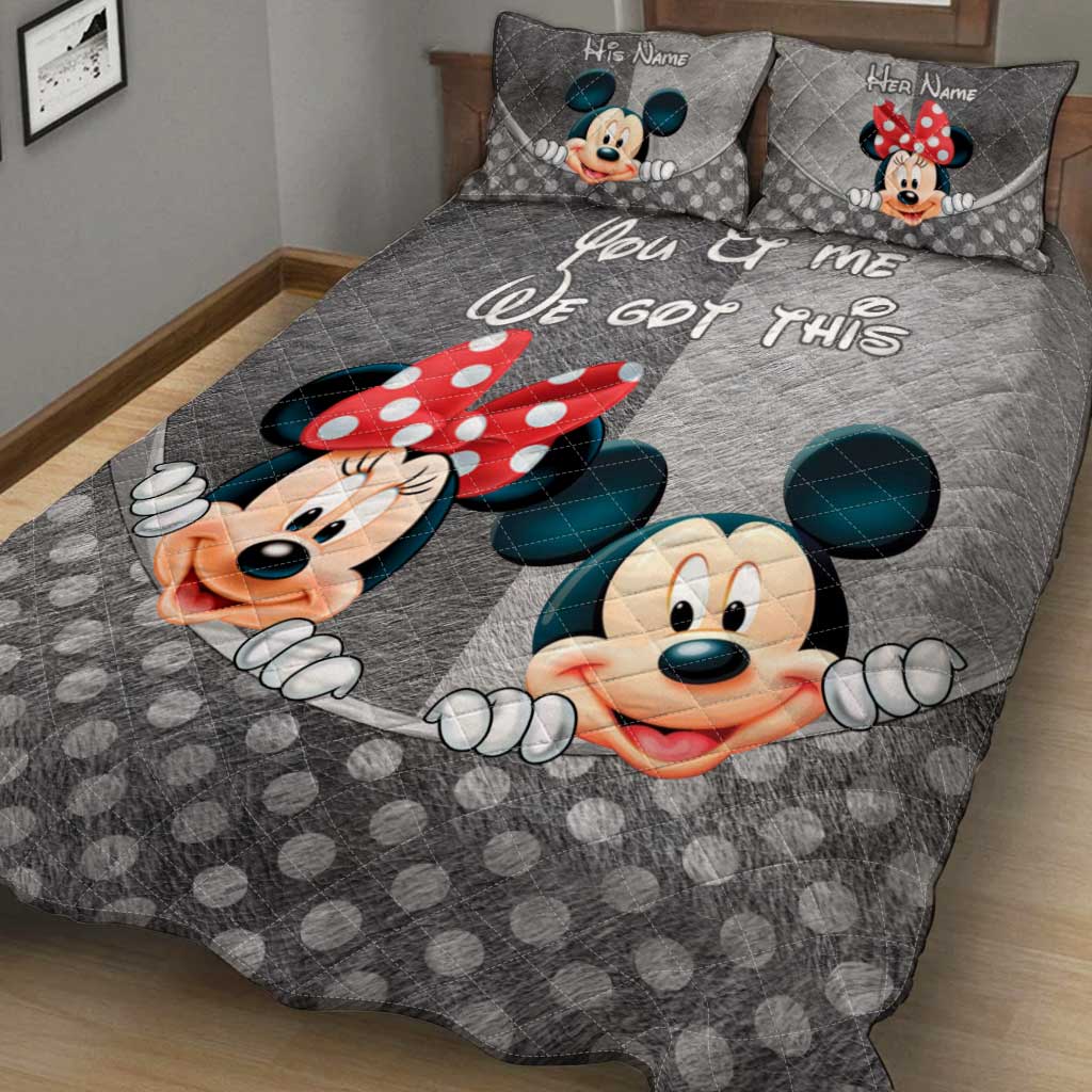Personalized Mouse Quilt Set with Names for Couples | Valentine’s Day Gift Quilt Set GradoCreations