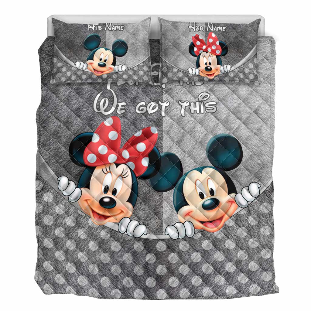 Personalized Mouse Quilt Set with Names for Couples | Valentine’s Day Gift Quilt Set GradoCreations