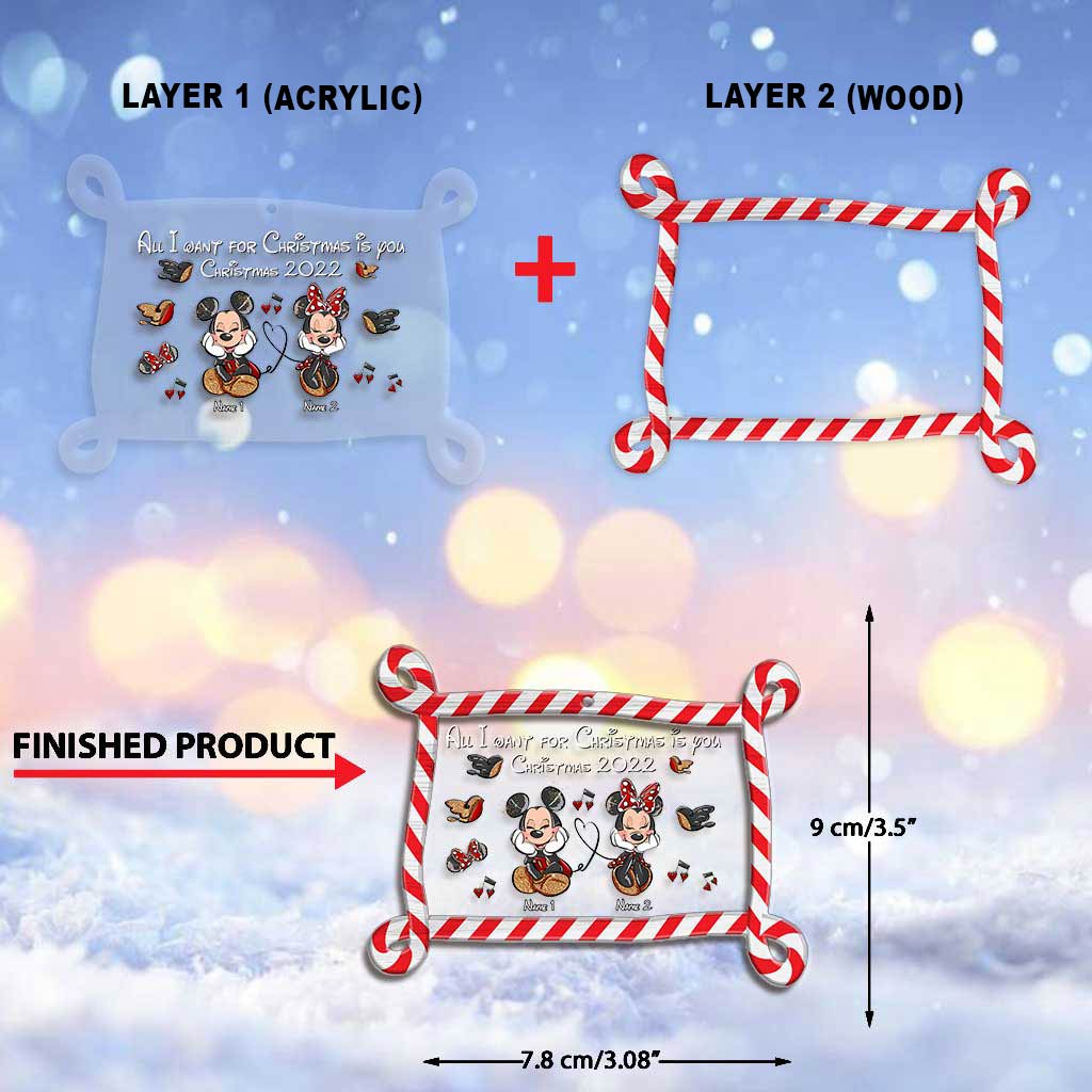 Personalized Christmas Mouse Layers Mix Ornament Custom Names Holiday Gift Layers Mix Ornament GradoCreations