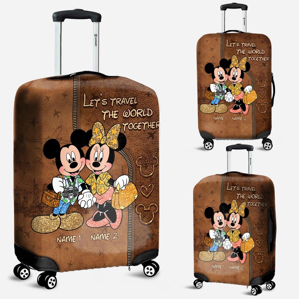 Personalized Disney Mouse Luggage Cover Custom Names Travel Gift for Couples Luggage Cover GradoCreations
