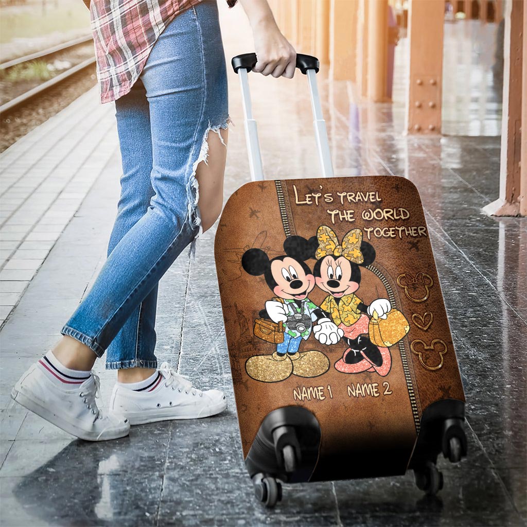 Personalized Disney Mouse Luggage Cover Custom Names Travel Gift for Couples Luggage Cover GradoCreations