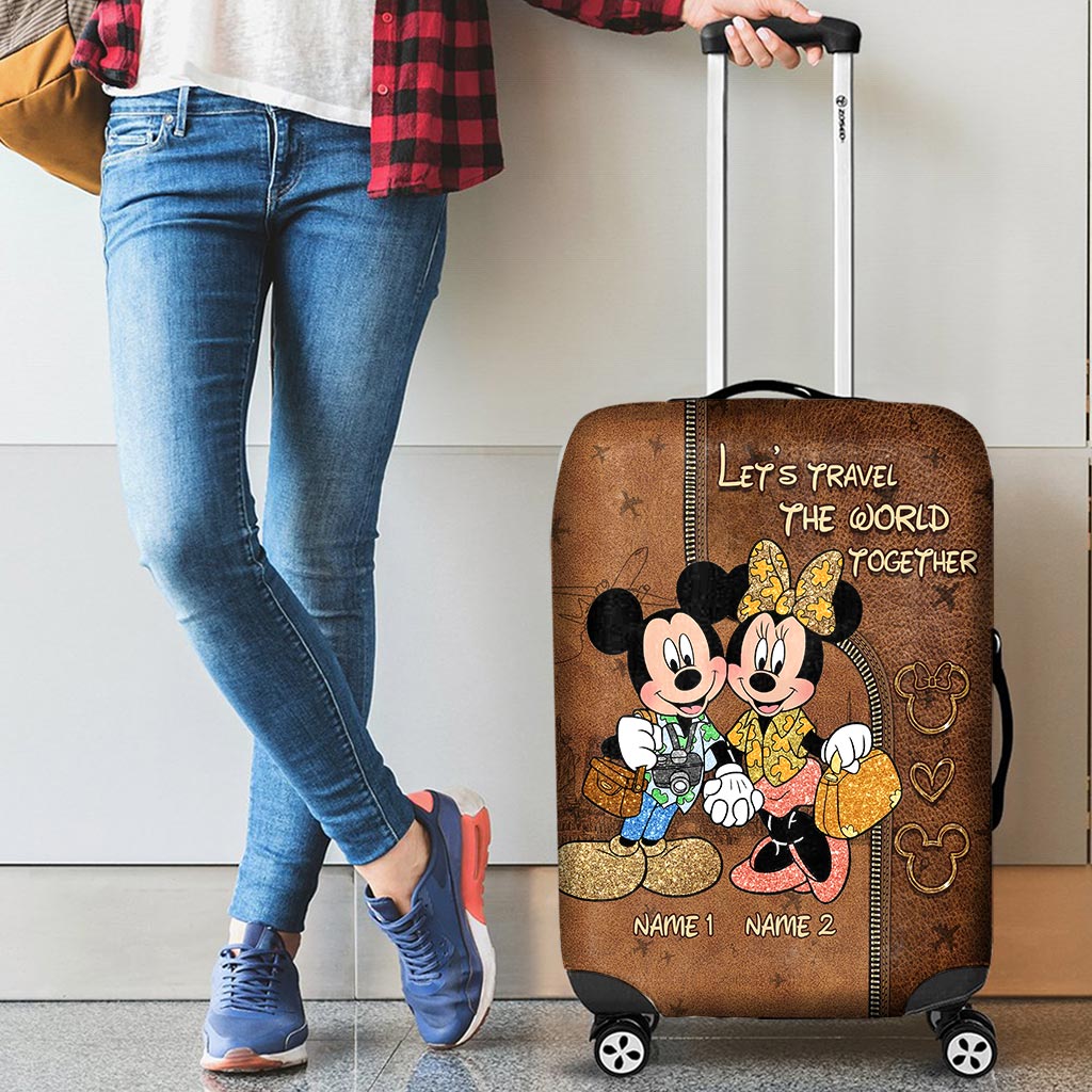 Personalized Disney Mouse Luggage Cover Custom Names Travel Gift for Couples Luggage Cover GradoCreations