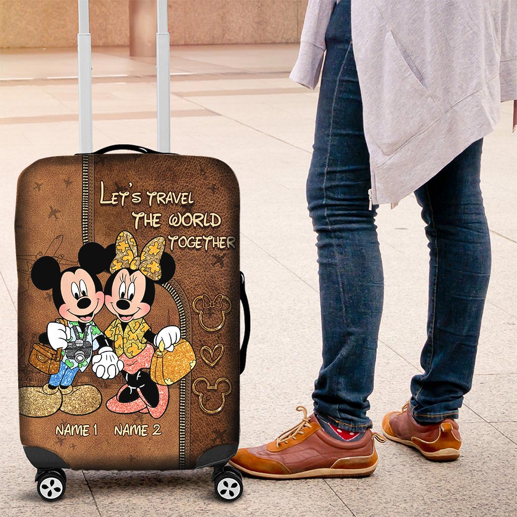 Personalized Disney Mouse Luggage Cover Custom Names Travel Gift for Couples Luggage Cover GradoCreations