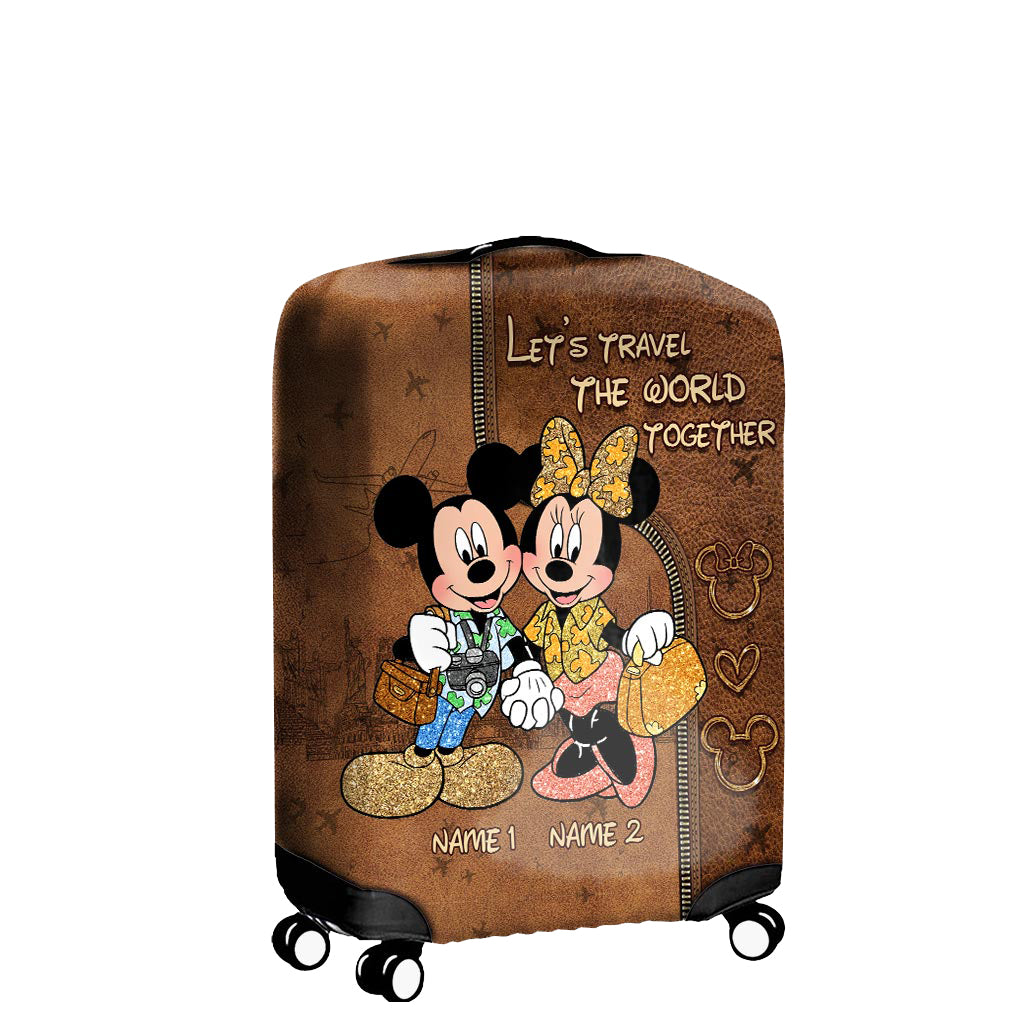 Personalized Disney Mouse Luggage Cover Custom Names Travel Gift for Couples Luggage Cover GradoCreations