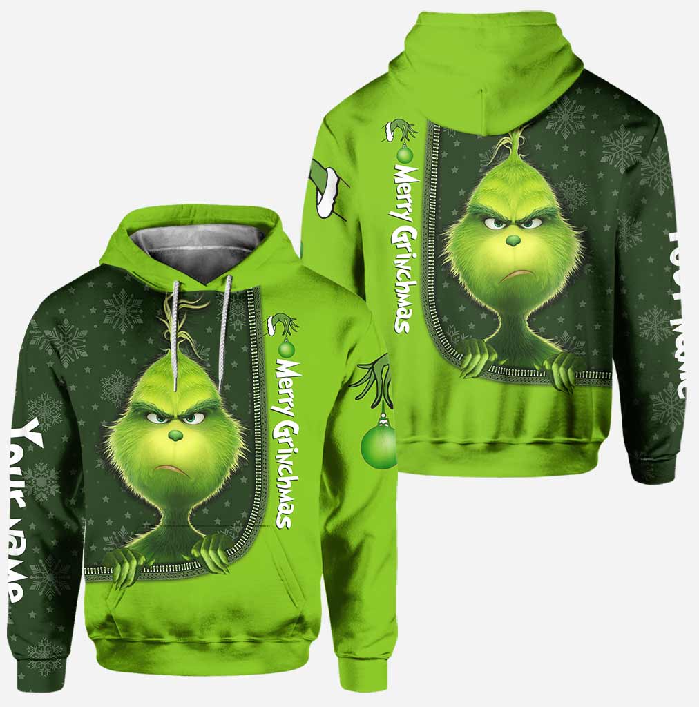 Personalized Grinch Hoodie and Leggings Set for Christmas Hoodie & Leggings GradoCreations