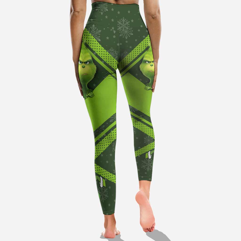 Personalized Grinch Hoodie and Leggings Set for Christmas Hoodie & Leggings GradoCreations