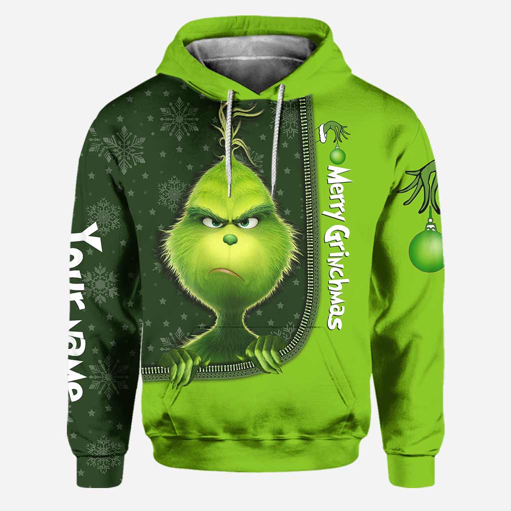Personalized Grinch Hoodie and Leggings Set for Christmas Hoodie & Leggings GradoCreations