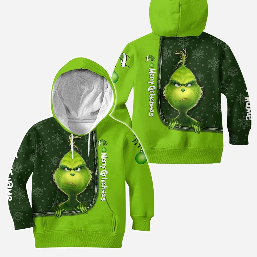 Personalized Grinch Hoodie and Leggings Set for Christmas Hoodie & Leggings GradoCreations