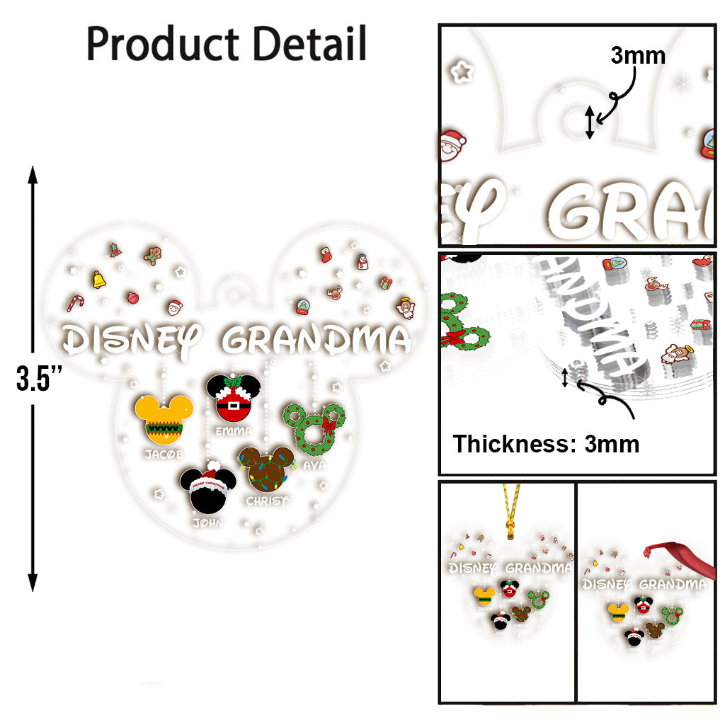 Personalized Christmas Ornament for Grandma with Custom Names One-sided Ornament GradoCreations