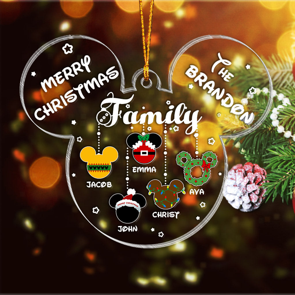 Personalized Christmas Mouse Ornament Family Name Custom Gift One-sided Ornament GradoCreations