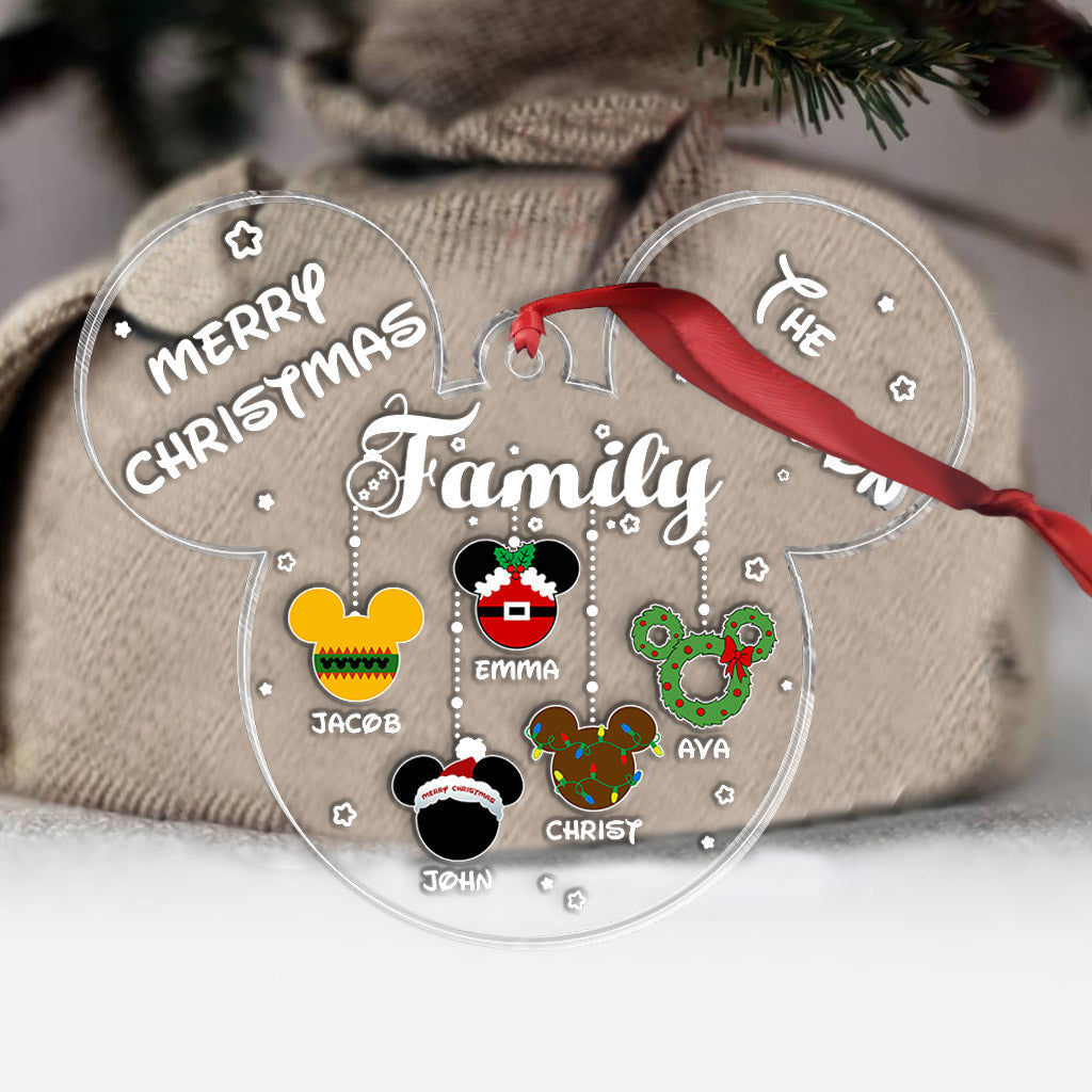 Personalized Christmas Mouse Ornament Family Name Custom Gift One-sided Ornament GradoCreations