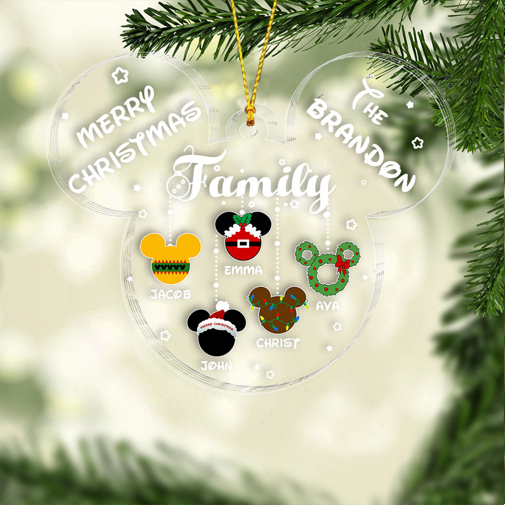 Personalized Christmas Mouse Ornament Family Name Custom Gift One-sided Ornament GradoCreations