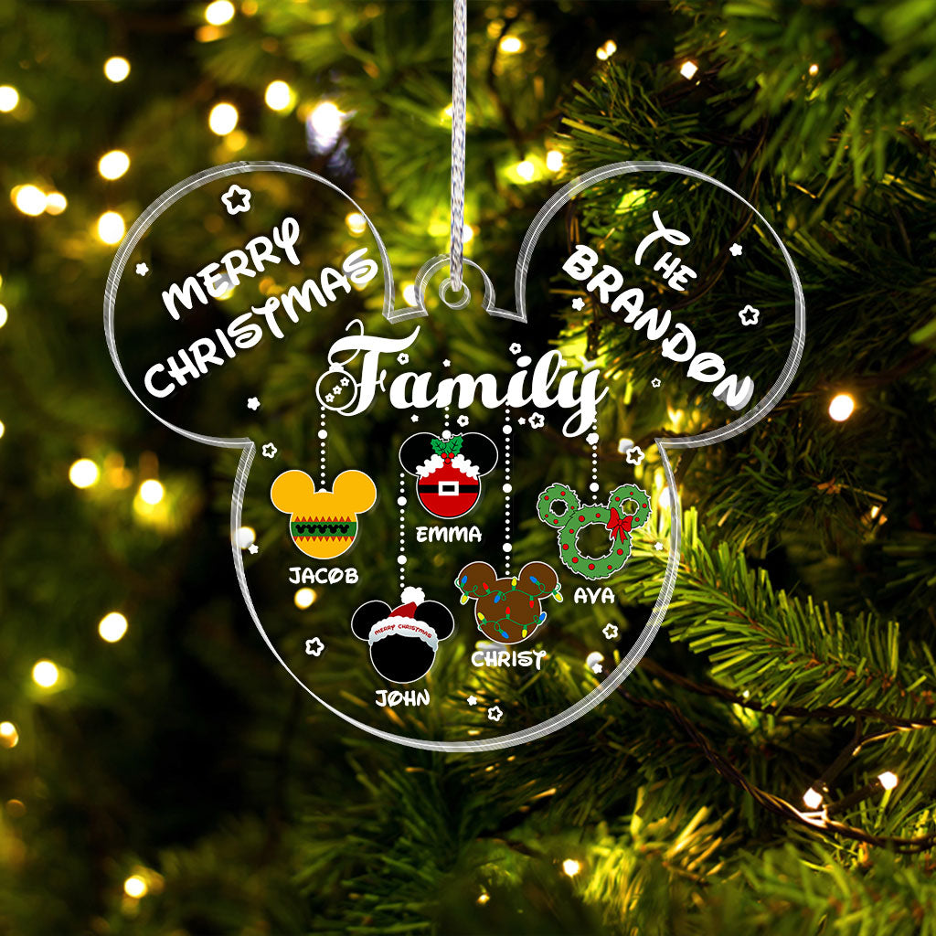 Personalized Christmas Mouse Ornament Family Name Custom Gift One-sided Ornament GradoCreations
